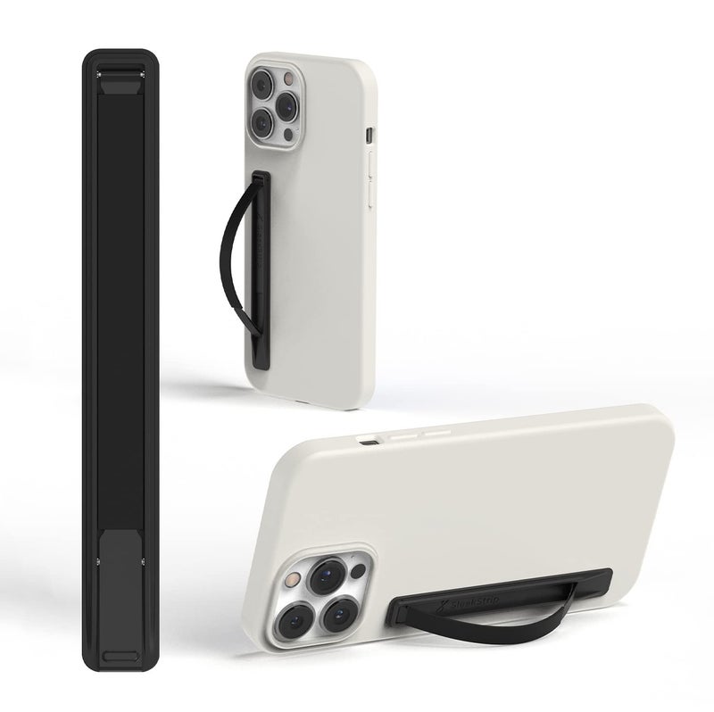 SleekStrip SleekGrip-Essential Ultra Thin Phone Grip Stand,Slim Metal Finger Loop Ring Hand Holder Strap Cell Phone Grips for iPhone 16 Pro Max,17 Air,Android,Case Back - Black x Jet Black - Image 1