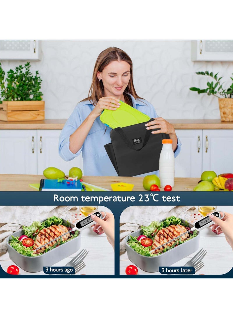 YIM-VIBEHAUS Lunch Bag Lunch Box Bag for Men Women Wide Open Food Bag for Picnic Work School Outdoor (Blue) - Image 3