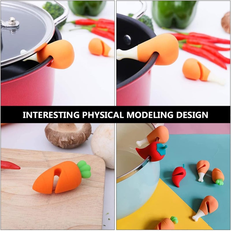 8pcs Household Pepper Chili Stoppers Stand Boil Proof Spill-proof Anti Holders Leg The Food Chicken Releasers Pots Keep Tools Silicone Tool Shape Rack Releaser - Image 4