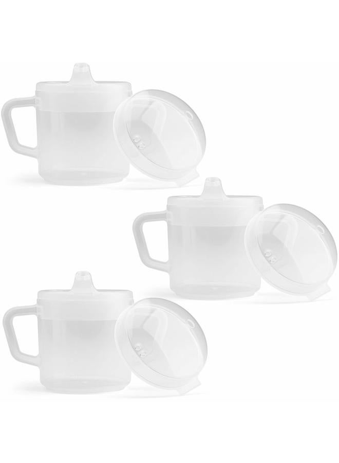 Providence Spillproof Compact 8oz Adult Sippy Cup with 2 Handles - Sip Cups for Adults for Limited Mobility - Handicapped Accessories - Handicap Cups for Elderly Care - Made in the USA - Clear - 3 - Image 1