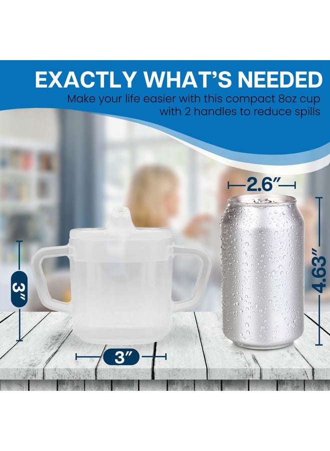 Providence Spillproof Compact 8oz Adult Sippy Cup with 2 Handles - Sip Cups for Adults for Limited Mobility - Handicapped Accessories - Handicap Cups for Elderly Care - Made in the USA - Clear - 3 - Image 3