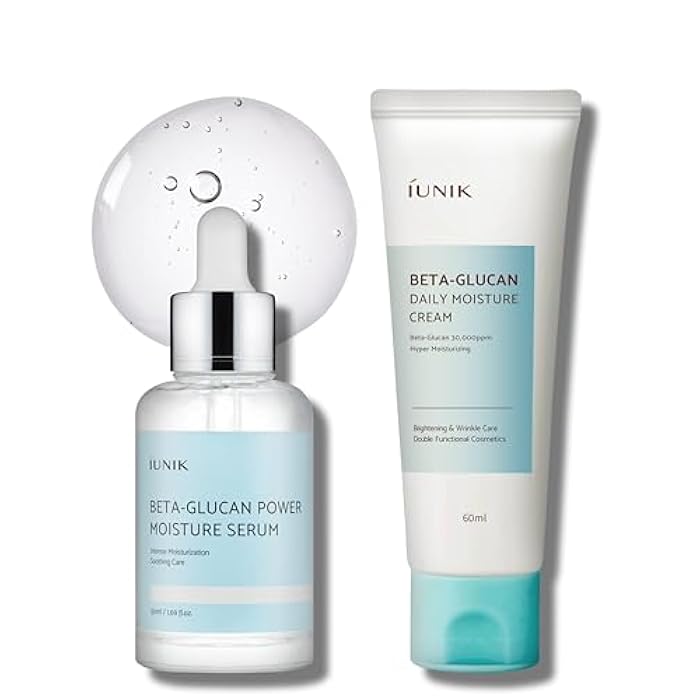 IUNIK Beta Glucan Daily Moisture Cream Beta-Glucan Power Deep Moisture Serum Intense Hydration Fortifying Skin Barrier Ultra Intense Hydrating Moisturizing Facial Moisturizer Korean - Image 1