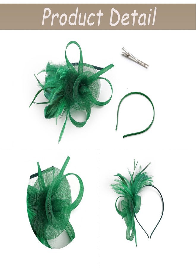 Ayliss Fascinators Hats 20s 50s Pillbox Hat Tulle Fascinators for Women Tea Party Headband Clip Hat Wedding Cocktail Headwear (Green) - Image 3