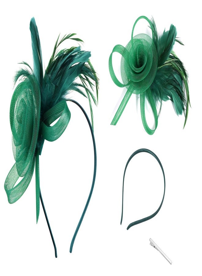 Ayliss Fascinators Hats 20s 50s Pillbox Hat Tulle Fascinators for Women Tea Party Headband Clip Hat Wedding Cocktail Headwear (Green) - Image 5