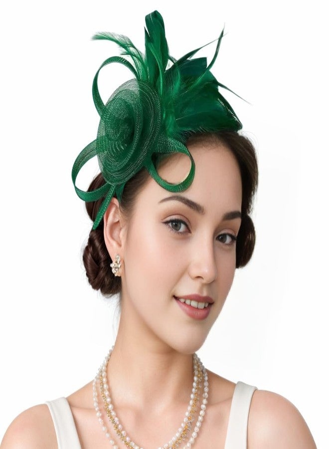Ayliss Fascinators Hats 20s 50s Pillbox Hat Tulle Fascinators for Women Tea Party Headband Clip Hat Wedding Cocktail Headwear (Green) - Image 2