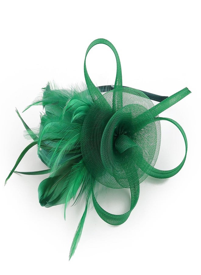 Ayliss Fascinators Hats 20s 50s Pillbox Hat Tulle Fascinators for Women Tea Party Headband Clip Hat Wedding Cocktail Headwear (Green) - Image 1