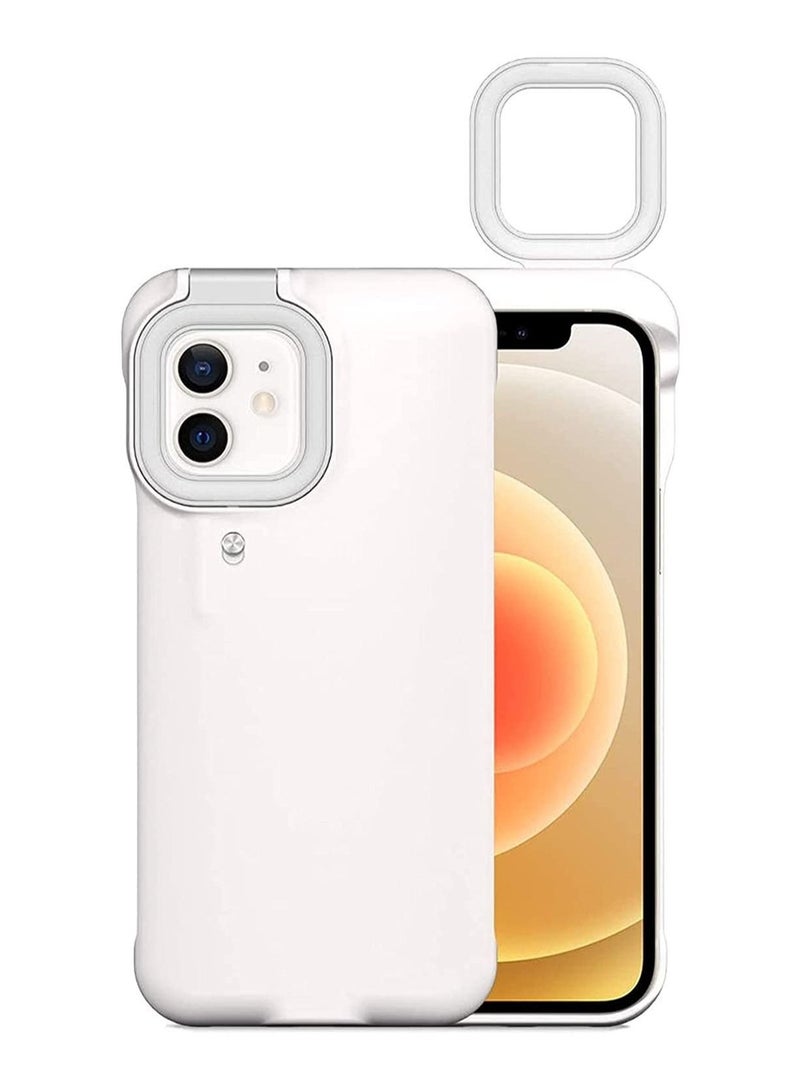 Captaintech Compatible with iPhone12/iPhone12 Pro Case, with Built in Selfie Ring Light, Light Up Case Compatible with iPhone 12 / iPhone 12 Pro - Selfie Illuminate for Women 【3 Lighting Modes】 - White - Image 1