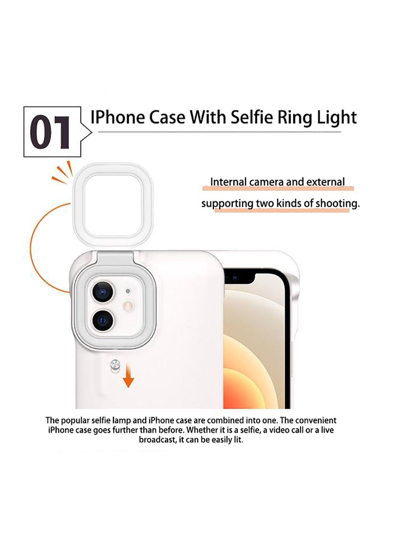 Captaintech Compatible with iPhone12/iPhone12 Pro Case, with Built in Selfie Ring Light, Light Up Case Compatible with iPhone 12 / iPhone 12 Pro - Selfie Illuminate for Women 【3 Lighting Modes】 - White - Image 4