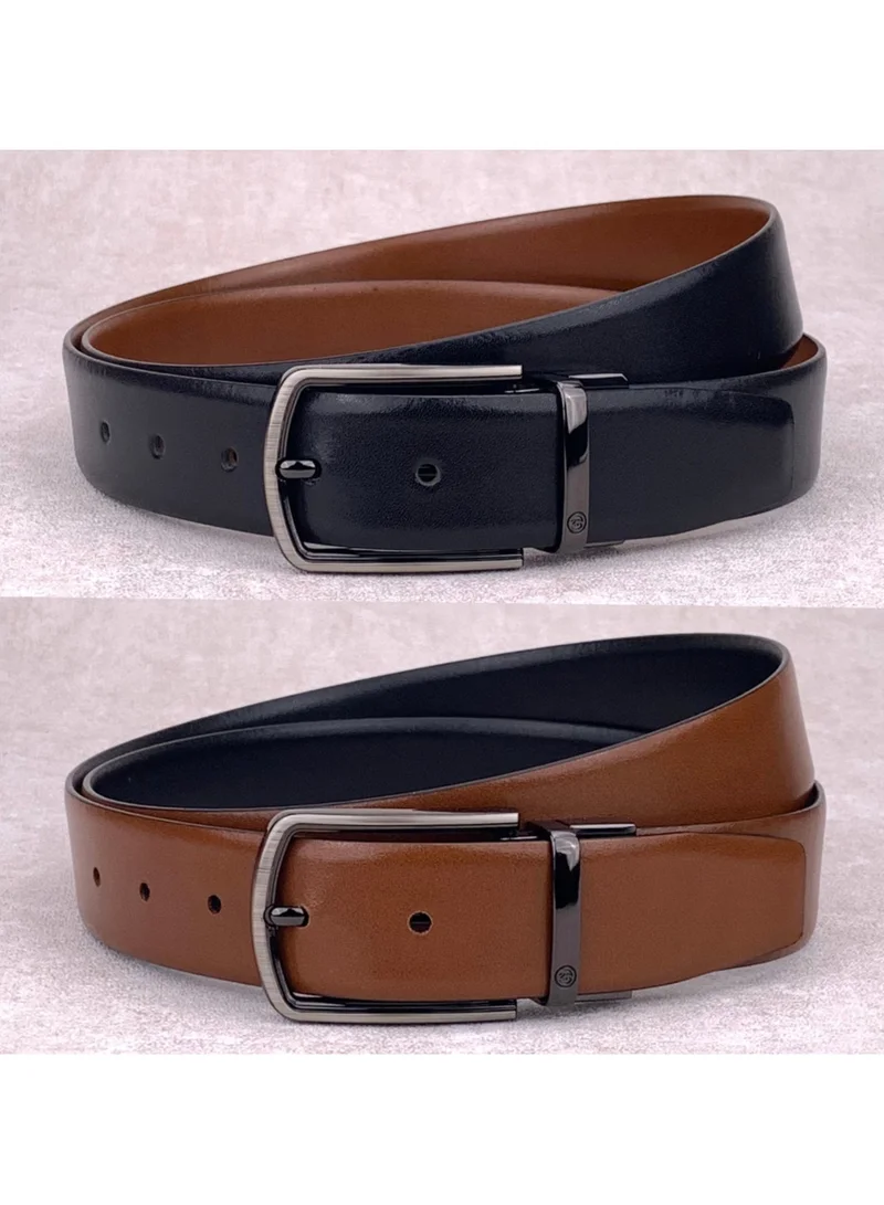 Classic Milano Classic Milano Spanish Genuine Leather Reversible Belt for Men, Premium Formal Leather Belt with Reversible Pin Buckle, Elegant Men's Belt for Business Wear, Office, Wedding and Special Occasions | 2 in 1 Belt (Pack of 1)