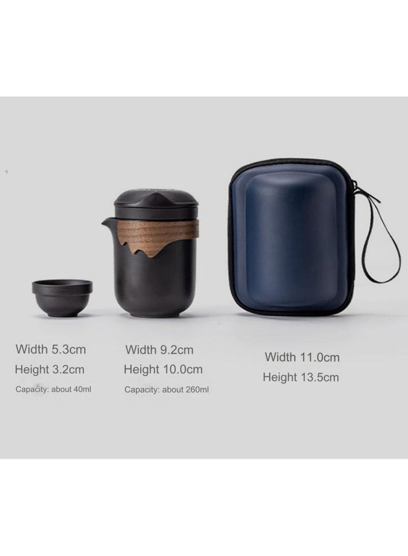 Jingke Portable purple sand tea set travel tea brewing set teapot tea and water separation one pot six cups kung fu quick cup - Image 3