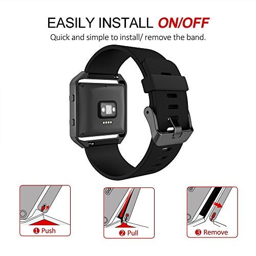 Simpeak Sport Band Compatible with Fitbit Blaze Smartwatch Sport Fitness, Silicone Wrist Band with Meatl Frame Replacement for Fitbit Blaze Men Women, Small, Black Band+Black Frame - Image 5