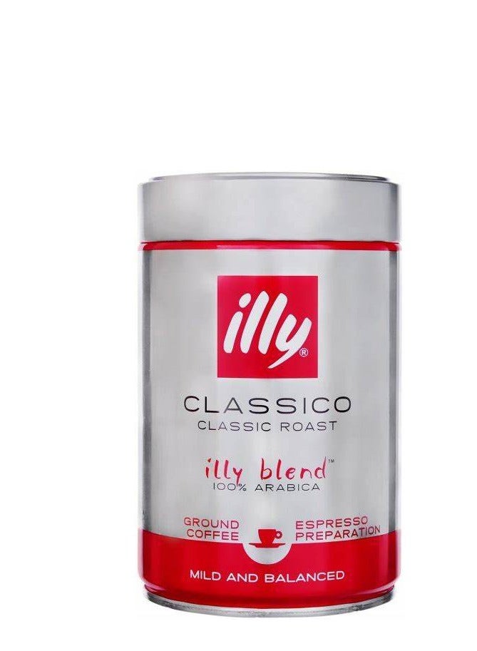 illy Classico Classic Roast Espresso Ground Coffee Tins 250g