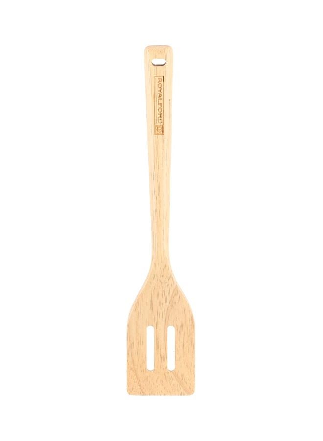 Royalford Rubber Wood Slotted Turner 30x6cm - Image 1
