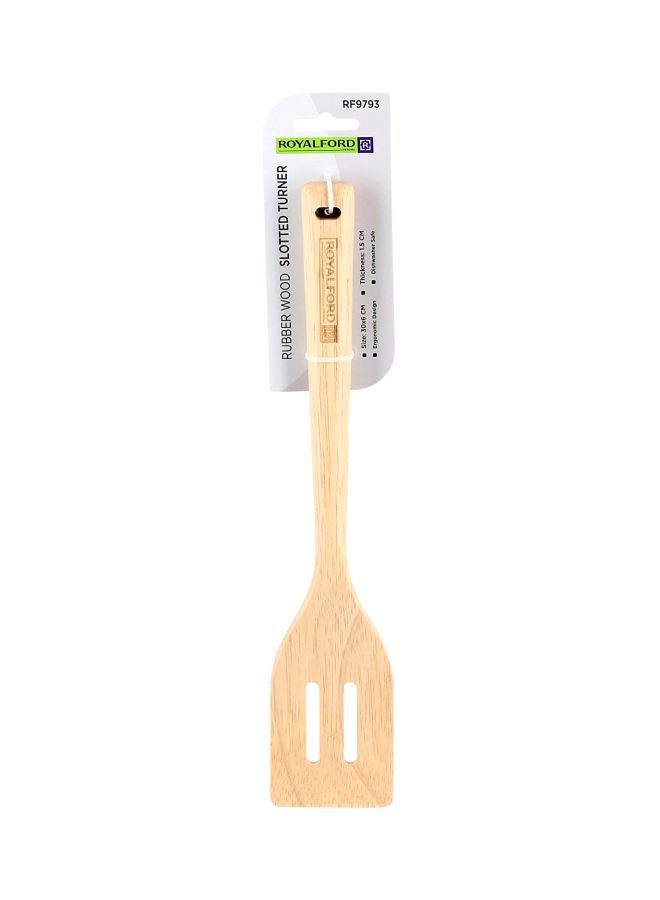 Royalford Rubber Wood Slotted Turner 30x6cm - Image 3