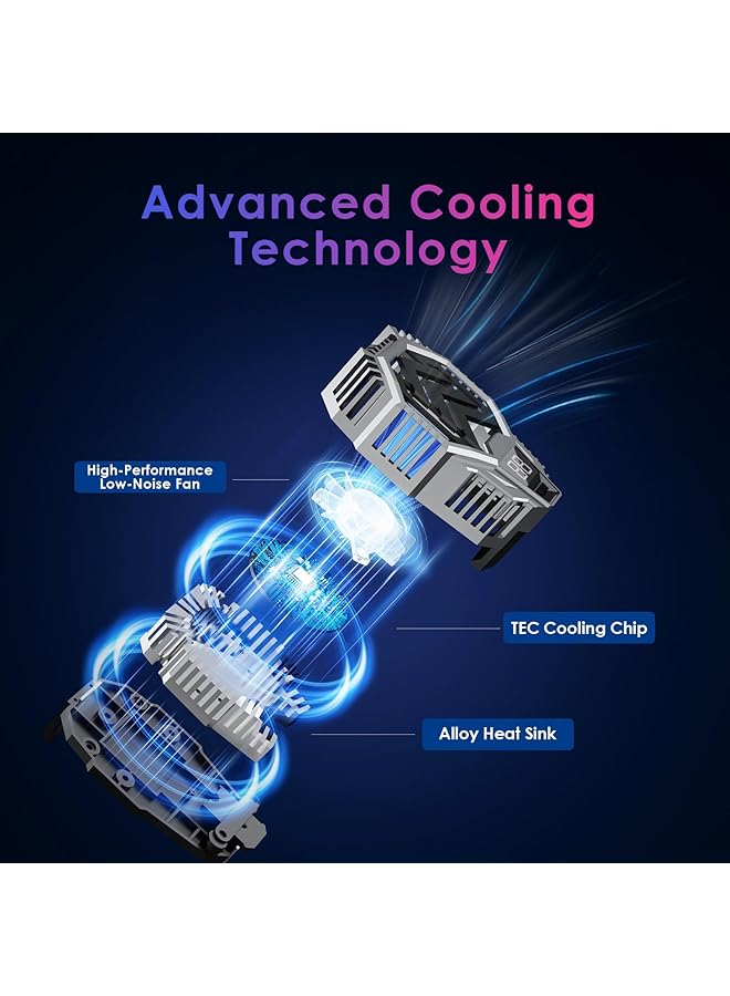 Excefore Phone Cooler With Temperature Display - Advanced Cooling Technology, Twin Turbine Cooling, Ultra Silent, Compatible With 2.67-3.46 Inch Smartphones, Cell Phone Radiator For Gaming, Live Streaming - Image 3