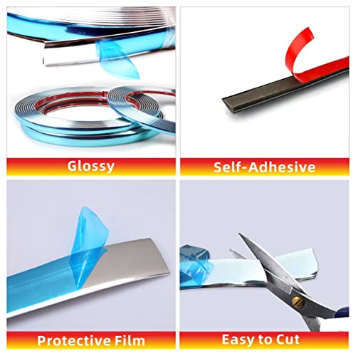 NANSH 16Ft Chrome Silver Extra Thick Auto Molding Trim Universal Bumper Window Door Body Side Decorative Strip Scratch-Proof (Width: 1/4inch [6mm]) - Image 5