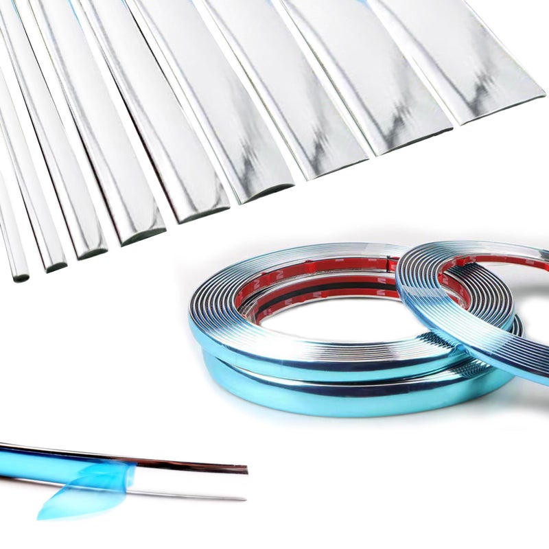 NANSH 16Ft Chrome Silver Extra Thick Auto Molding Trim Universal Bumper Window Door Body Side Decorative Strip Scratch-Proof (Width: 1/4inch [6mm]) - Image 2