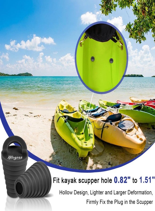 HLOGREE 12 Pack Universal Kayak Scupper Plugs, Rubber Drain Plugs, Kayak Hole Stoppers for Kayaks Canoes Fishing Boats, Waterproof Leak Proof Kayak Accessories with Pull Ring - Image 3