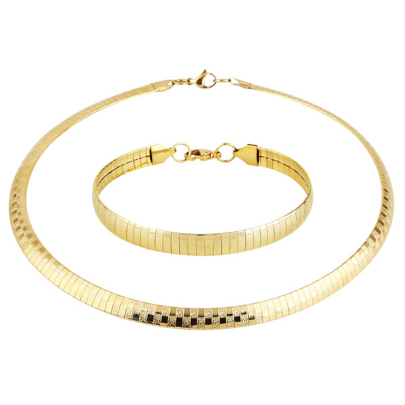 HZMAN Stainless Steel Omega Chain 8mm Solid 18 inch Necklace and 8.5 inch Bracelet Set - Image 5