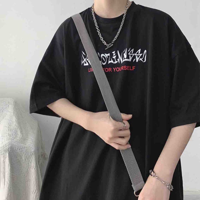 American High Street Short Sleeve T-Shirt Men'S Summer Heavy Fashion Brand Trendy T-Shirt Ins All-Match Niche Boys Sports Half Sleeve - Image 1