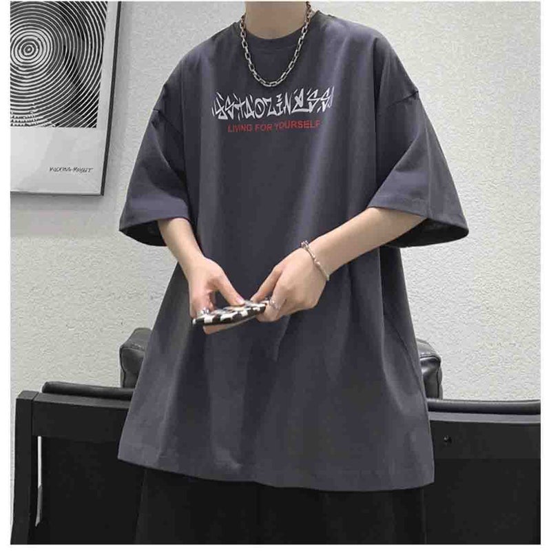 American High Street Short Sleeve T-Shirt Men'S Summer Heavy Fashion Brand Trendy T-Shirt Ins All-Match Niche Boys Sports Half Sleeve - Image 5