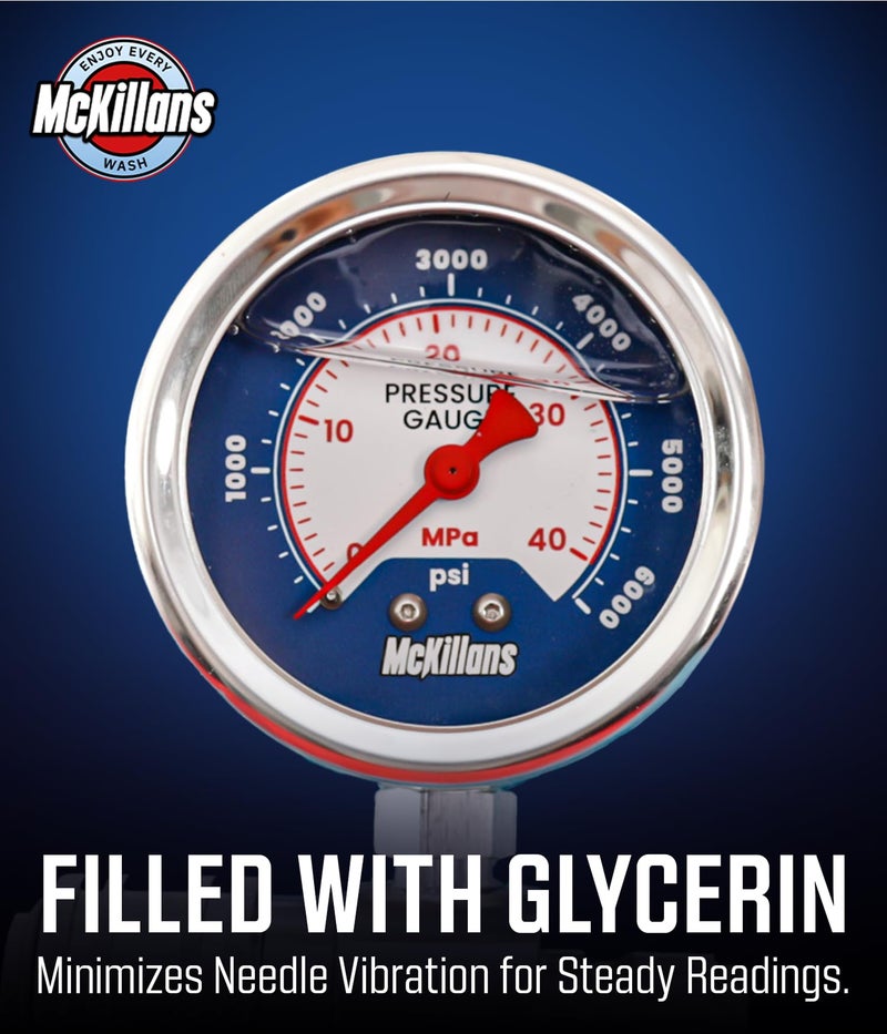 McKillans® High Pressure Washer Gauge - Push-to-Connect 3/8" Automatic Quick Connect - Stainless Steel - up to 6000 PSI - Measure Both PSI and MPa - Power Washer Pressure Gauge - Image 5