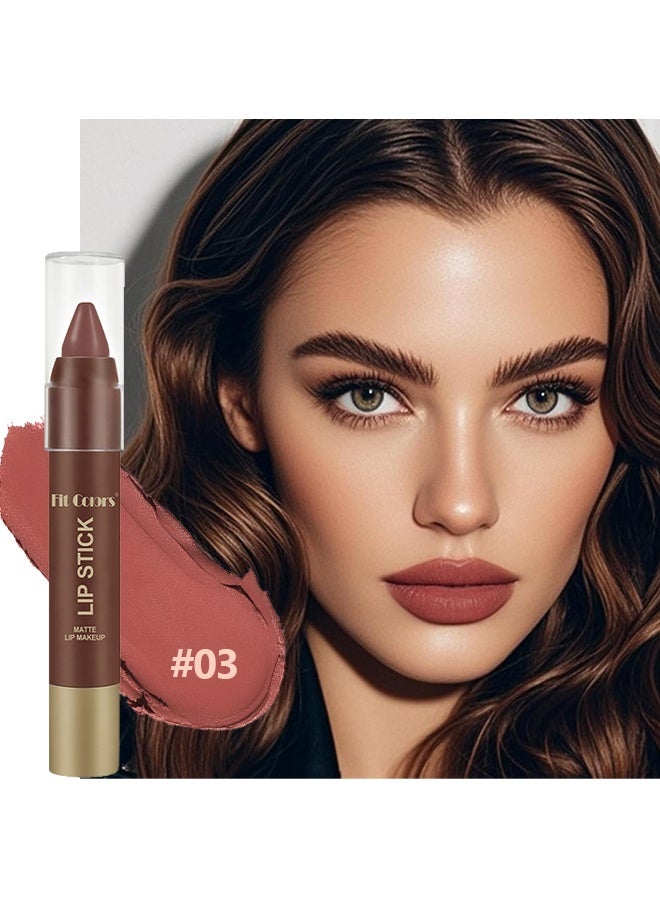 Fit Colors أحمر شفاه مطفي قلم مكياج شفاه مطفي للنساء، نود ناعم، أحمر شفاه يدوم 24 ساعة، قلم تحديد الشفاه، أحمر شفاه طبيعي طويل الأمد مقاوم للماء، نباتي وخالٍ من التجارب على الحيوانات #03 - Image 2