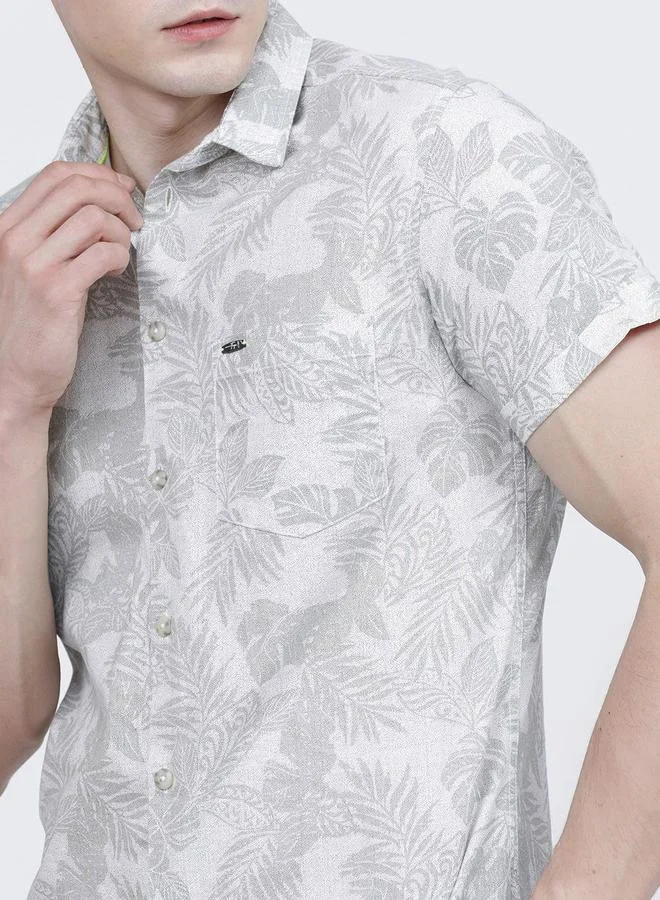 The Indian Garage Co  Men Slim Fit Tropical Print Shirt for Men | Best Price UAE