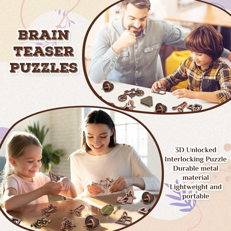 Yilloog 24 Pcs Metal Brain Teaser Puzzles Assortment for Adults Difficult Magic Puzzles Highly Hard Brain Games Iq Logic Test Disentanglement Game for Mind Challenge(Classic) - Image 5