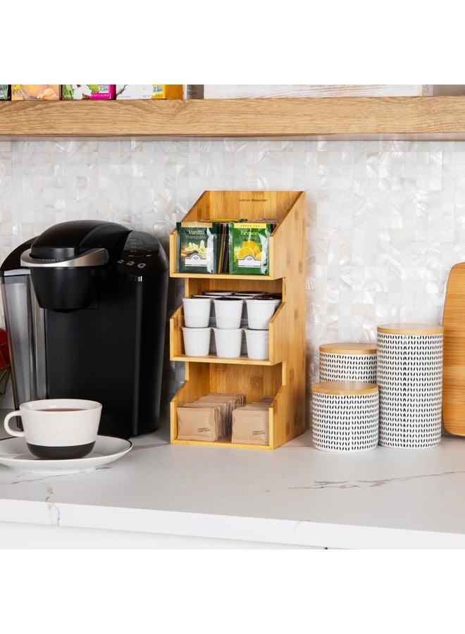 Mind Reader Coffee Condiment Station, Countertop Organizer, Coffee Bar, Rayon from Bamboo, 6.5"L x 6.5"W x 15"H, Brown - Image 2