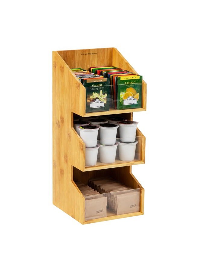 Mind Reader Coffee Condiment Station, Countertop Organizer, Coffee Bar, Rayon from Bamboo, 6.5"L x 6.5"W x 15"H, Brown - Image 1