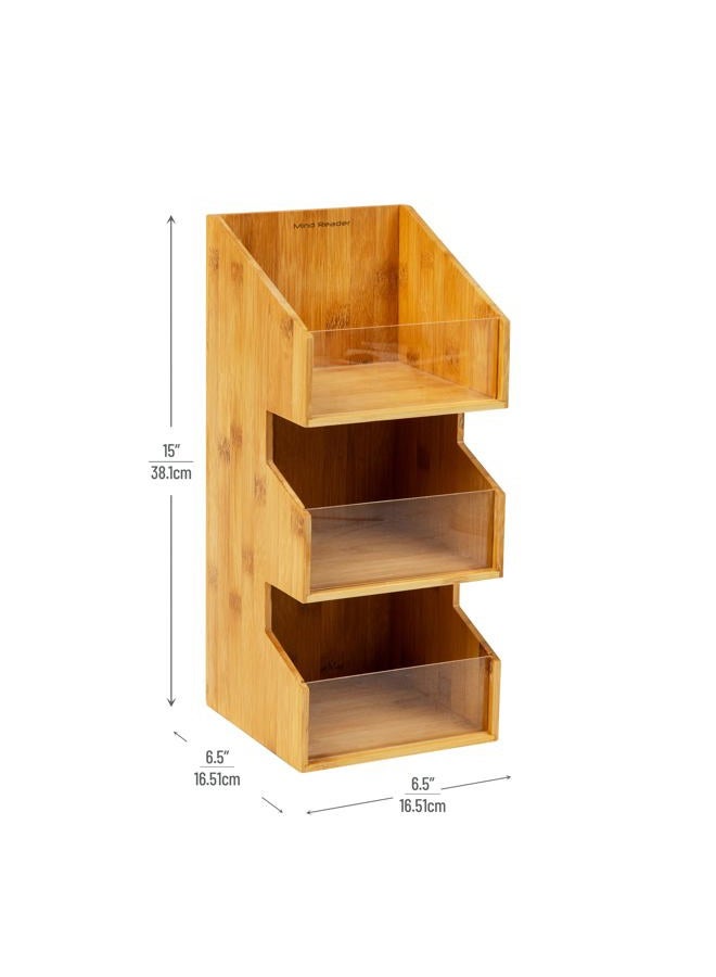 Mind Reader Coffee Condiment Station, Countertop Organizer, Coffee Bar, Rayon from Bamboo, 6.5"L x 6.5"W x 15"H, Brown - Image 3
