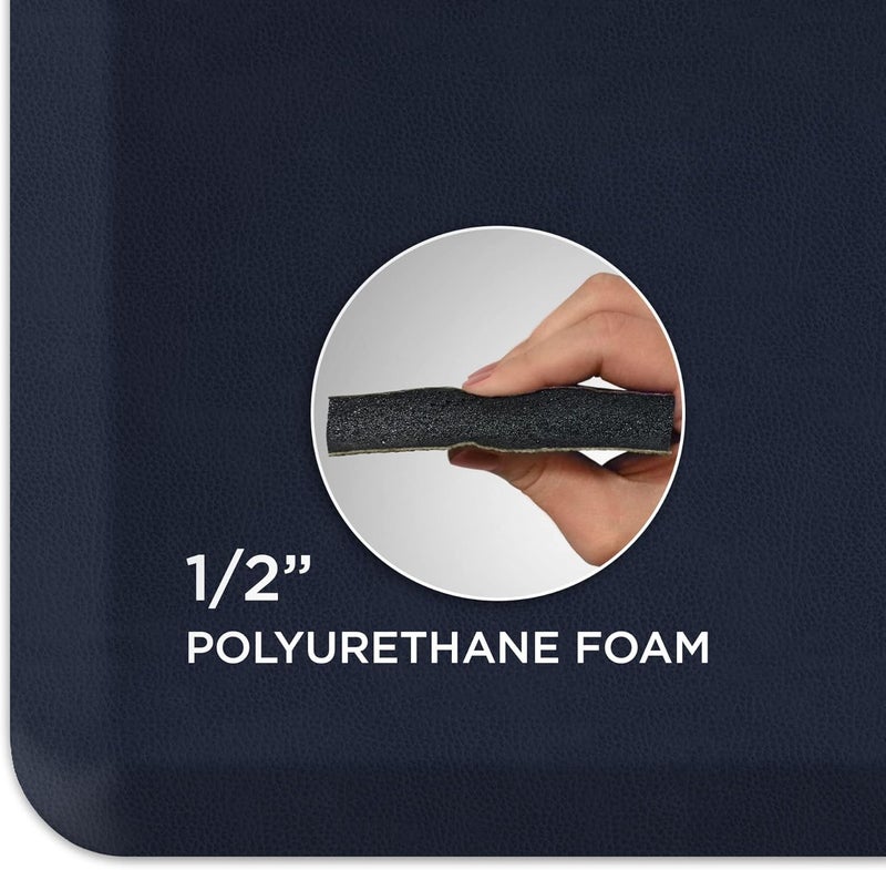 GelPro Anti Fatigue Nonslip Mat: Hard Floor Utility Mats for Garage, Patio and Kitchen - 20" x 72" x .5" - Leather Grain Navy - Image 3