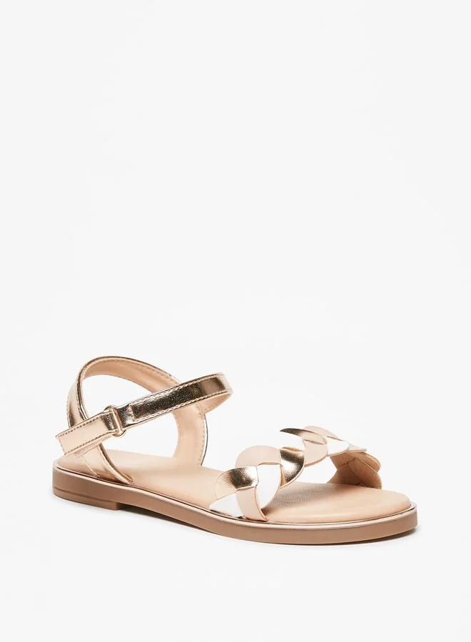 فلورا بيلا Girls Strappy Sandals with Hook and Loop Closure