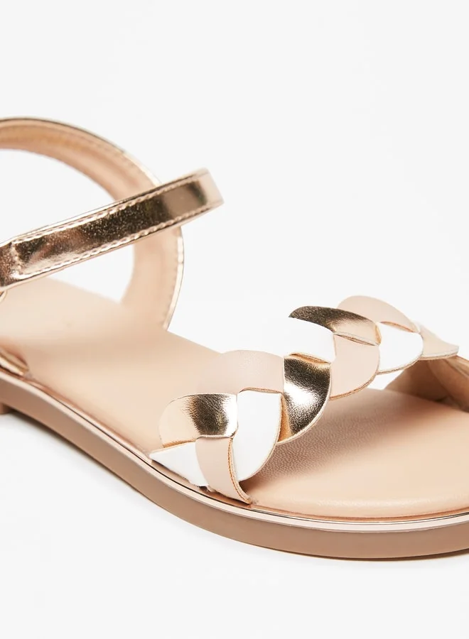 فلورا بيلا Girls Strappy Sandals with Hook and Loop Closure