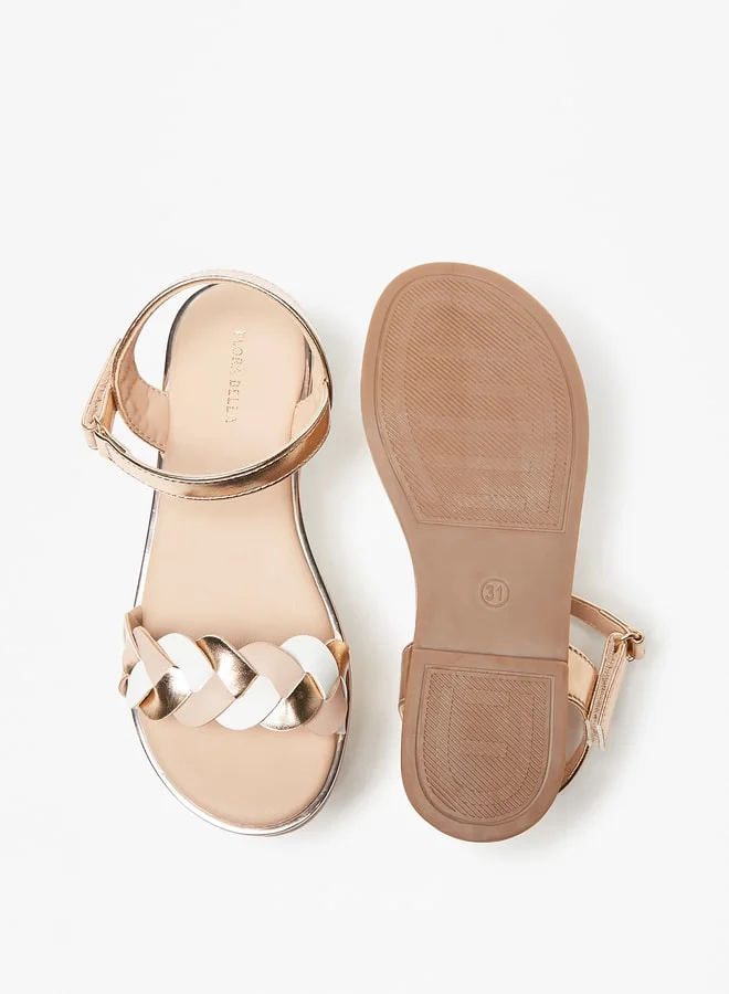 فلورا بيلا Girls Strappy Sandals with Hook and Loop Closure