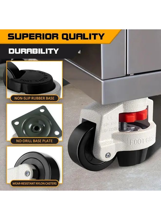 4Pcs Heavy Duty Swivel Casters 220 46LB Load Capacity Nylon Wheels Aluminum Alloy - Image 5