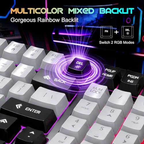 NPET Wired Keyboard and Mouse Combo, 98 Keys Mechanical Feel Quiet Membrane Keyboard with Knob, Double-Shot Keycaps, Spill-Resistant, 26-Key Rollover, RGB Backlight for PC/Mac Gamers - Image 2