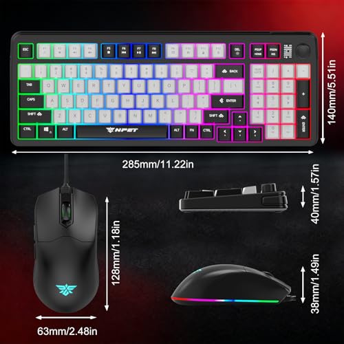 NPET Wired Keyboard and Mouse Combo, 98 Keys Mechanical Feel Quiet Membrane Keyboard with Knob, Double-Shot Keycaps, Spill-Resistant, 26-Key Rollover, RGB Backlight for PC/Mac Gamers - Image 4