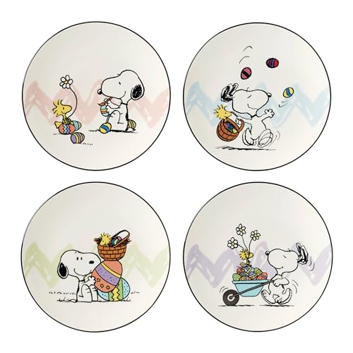 Lenox 895684 Peanuts Easter Snoopy 4-Piece Accent Plates Set, Spring Dinnerware - Image 1