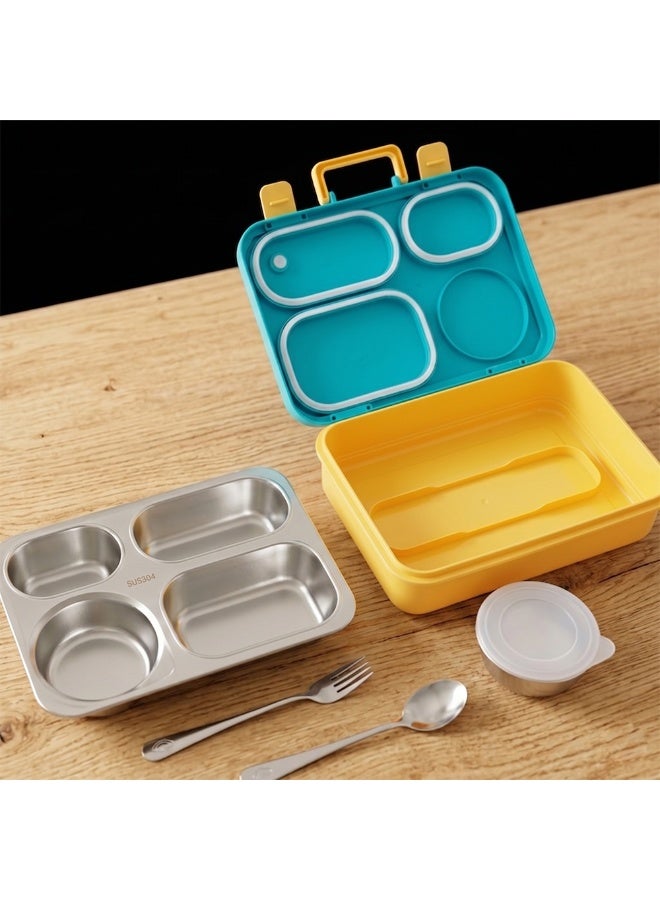 Eazy Kids Personalized Stainless Steel Lunch Box for Kids – 800ml with 150ml Food Jar - Blue - Image 5
