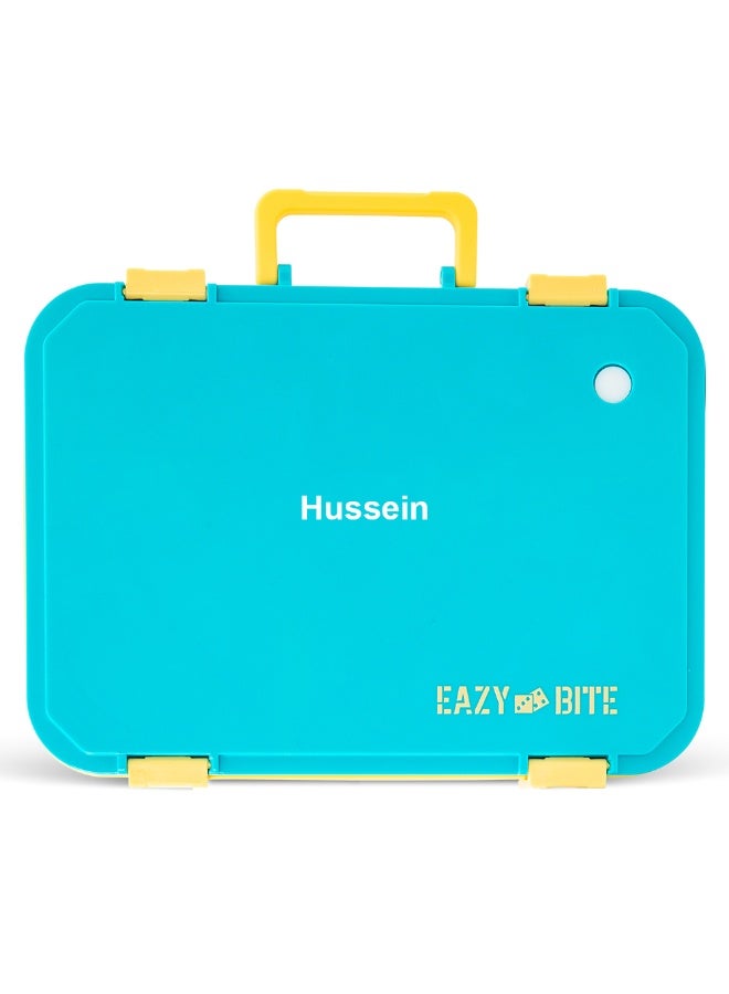 Eazy Kids Personalized Stainless Steel Lunch Box for Kids – 800ml with 150ml Food Jar - Blue - Image 1