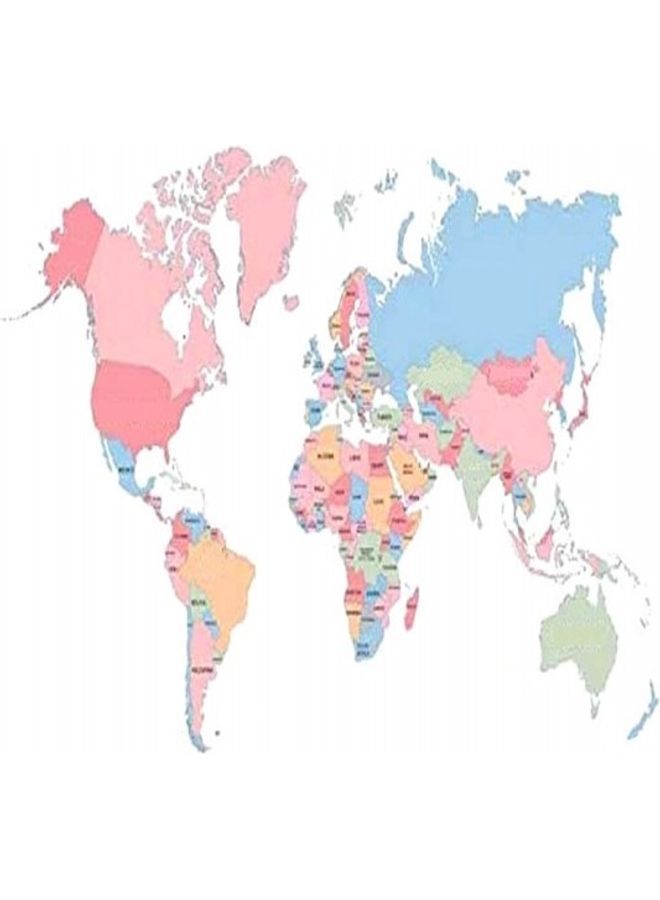 NIBEMINENT Colourful World Map Wall Sticker Multicolour - Image 2