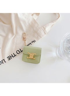 Suitable For European And American Spring Arc De Triomphe AirPods 1/2/3Rd Generation Protective Cover Leather Wireless For Apple Bluetooth Crossbody-Color:Avocado Green-Applicable Models:Airpods Pro/pro2/3/4