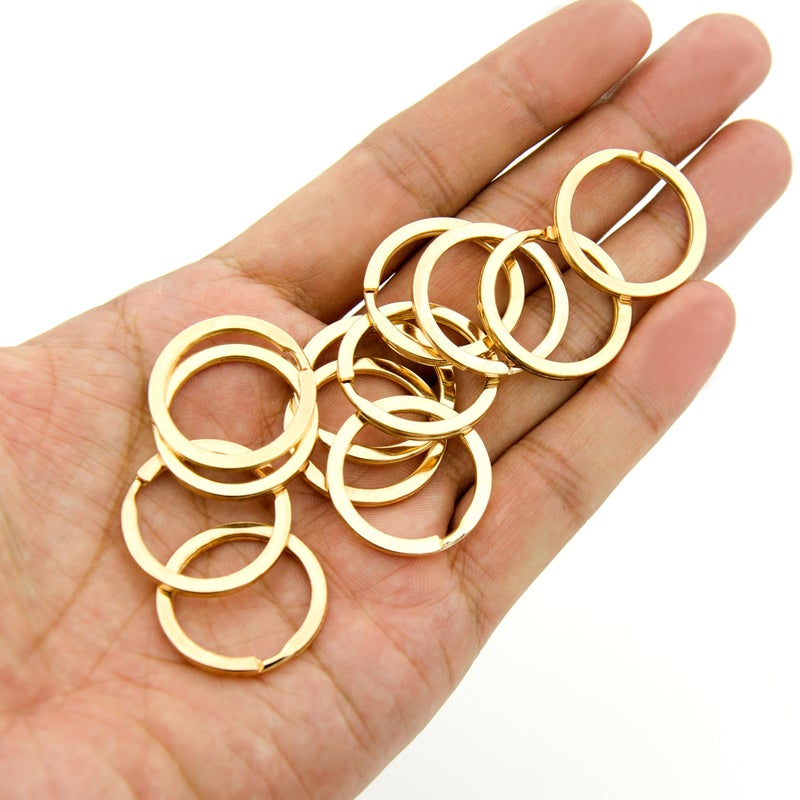 ZoloAJay 20 Pack Key Ring Keychain 1 Inch 25mm Diameter Metal Flat Split Key Chains Rings for Home Car Dog Tag Office Lanyards Keys Attachment Golden - Image 3