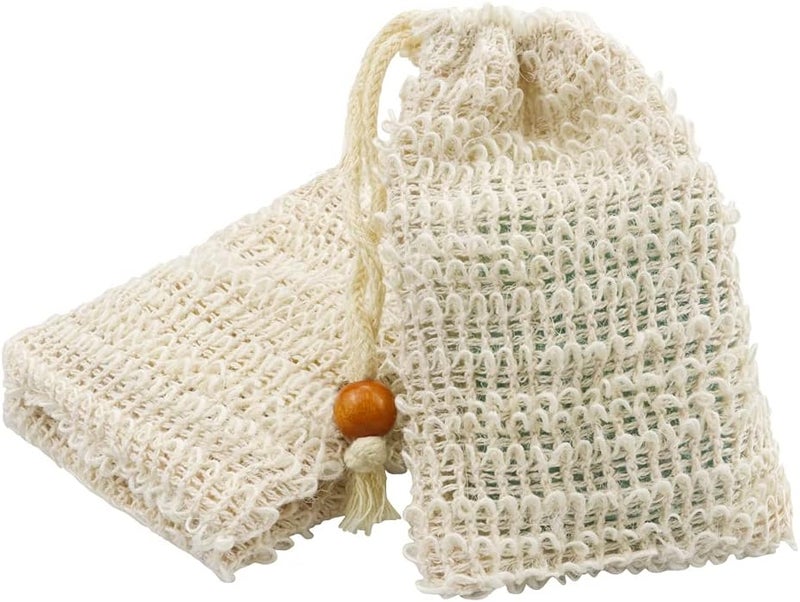 TCOTBE TCOTBE 2 Pack Soap Exfoliating Bag Natural Sisal Soap Saver Bag Zero Waste Mesh Bar Natural Soap Saver Soap Loofah Holder Pouch for Shower Organic Soap Bag with Pouch Holder for Shower Bath