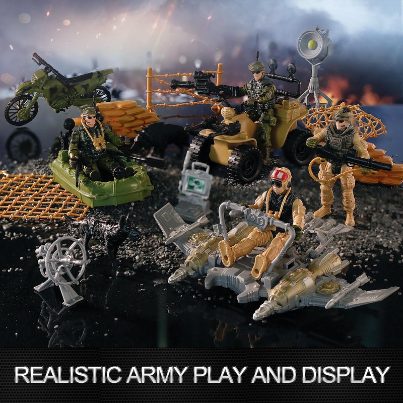 Mr.River US Army Men Action Figures Play Set,Toy Soldiers with Military Weapons Accessories for Kids Boys - Image 2