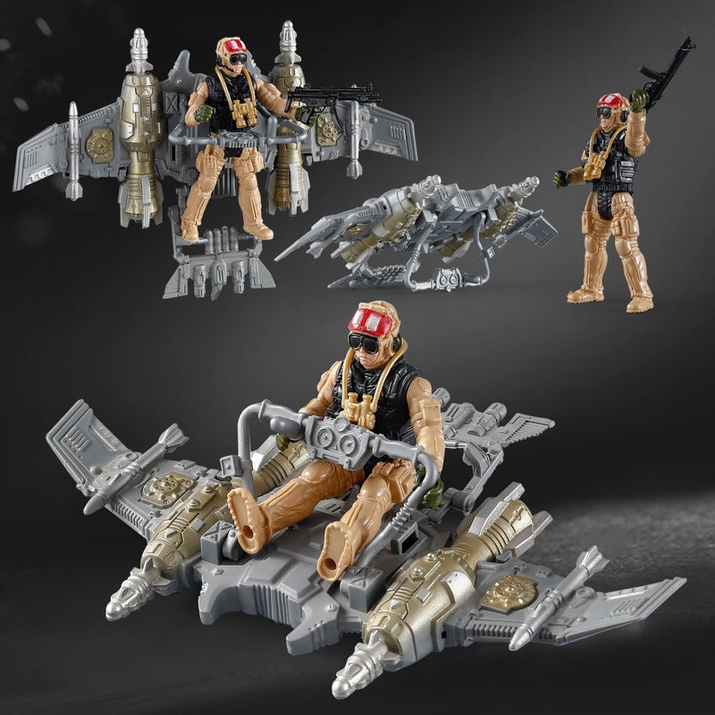 Mr.River US Army Men Action Figures Play Set,Toy Soldiers with Military Weapons Accessories for Kids Boys - Image 4