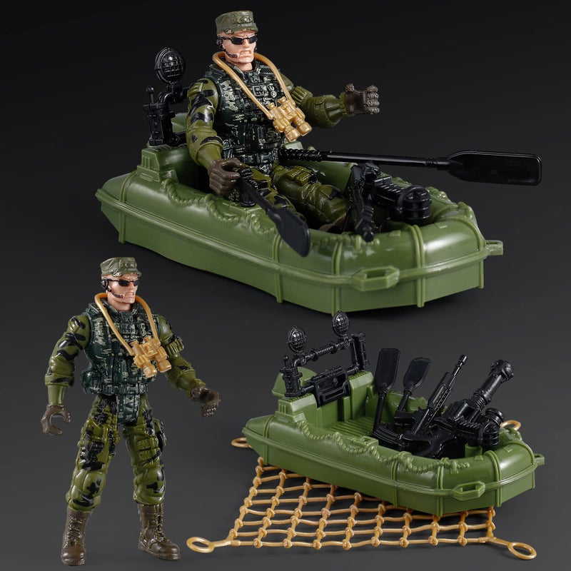 Mr.River US Army Men Action Figures Play Set,Toy Soldiers with Military Weapons Accessories for Kids Boys - Image 5