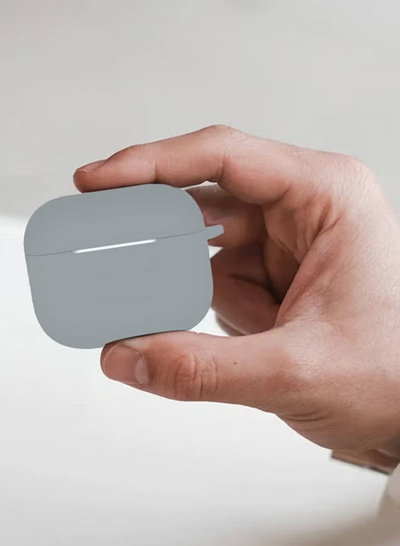 Apple Airpods Pro 3 Silicone Case | Compatible with Apple Airpods Pro 3 | Shockproof Full-Body Protective Case Cover for Apple Airpods Pro 3 with Keychain (Airpods Not Included) - Grey - Image 3